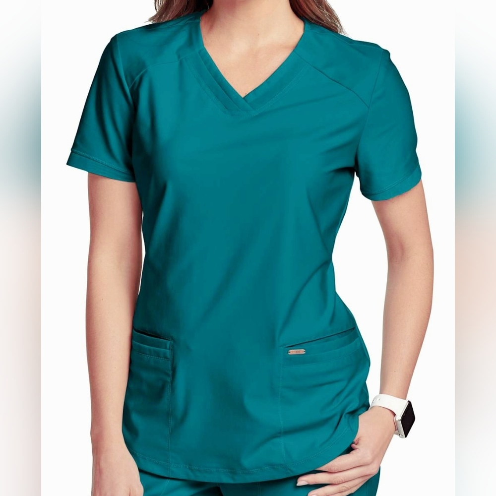 Cherokee Form Teal Scrub Top M